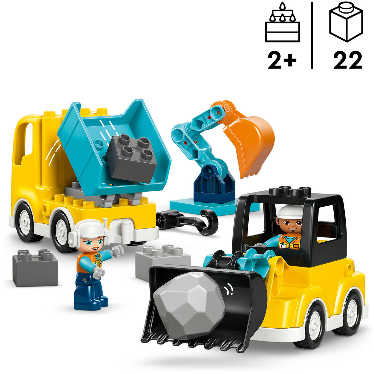 Lego duplo town 10475 - 3-in-1 bouwvoertuigen - creatief speelgoed