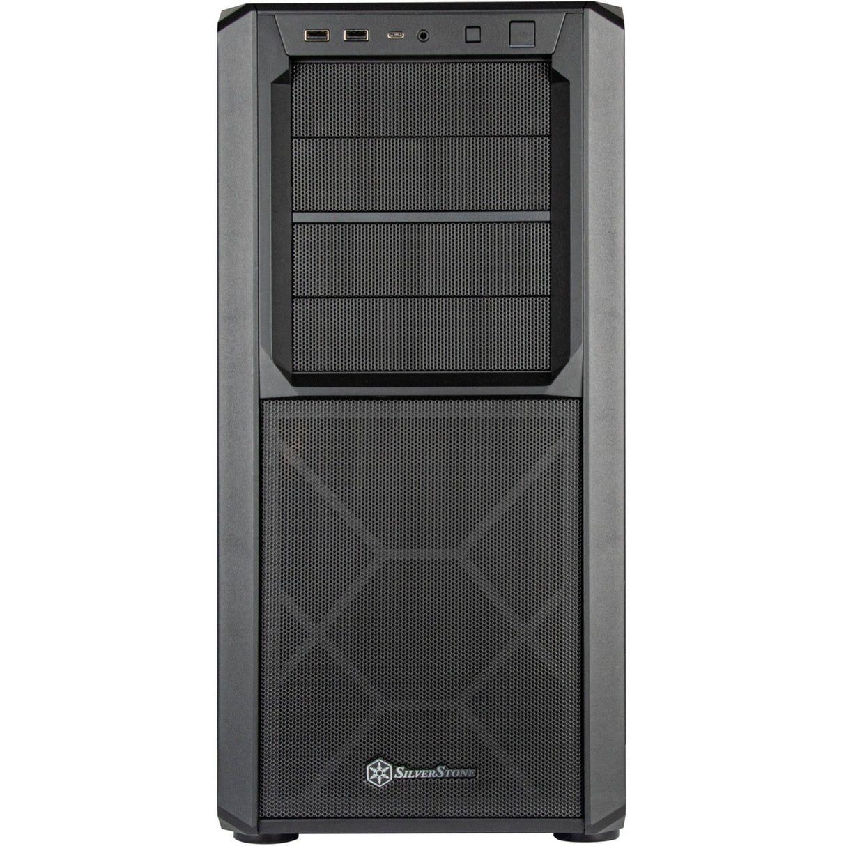 Silverstone sst-sed1-b midi tower behuizing (zwart | 2x usb-a | 1x usb-c)