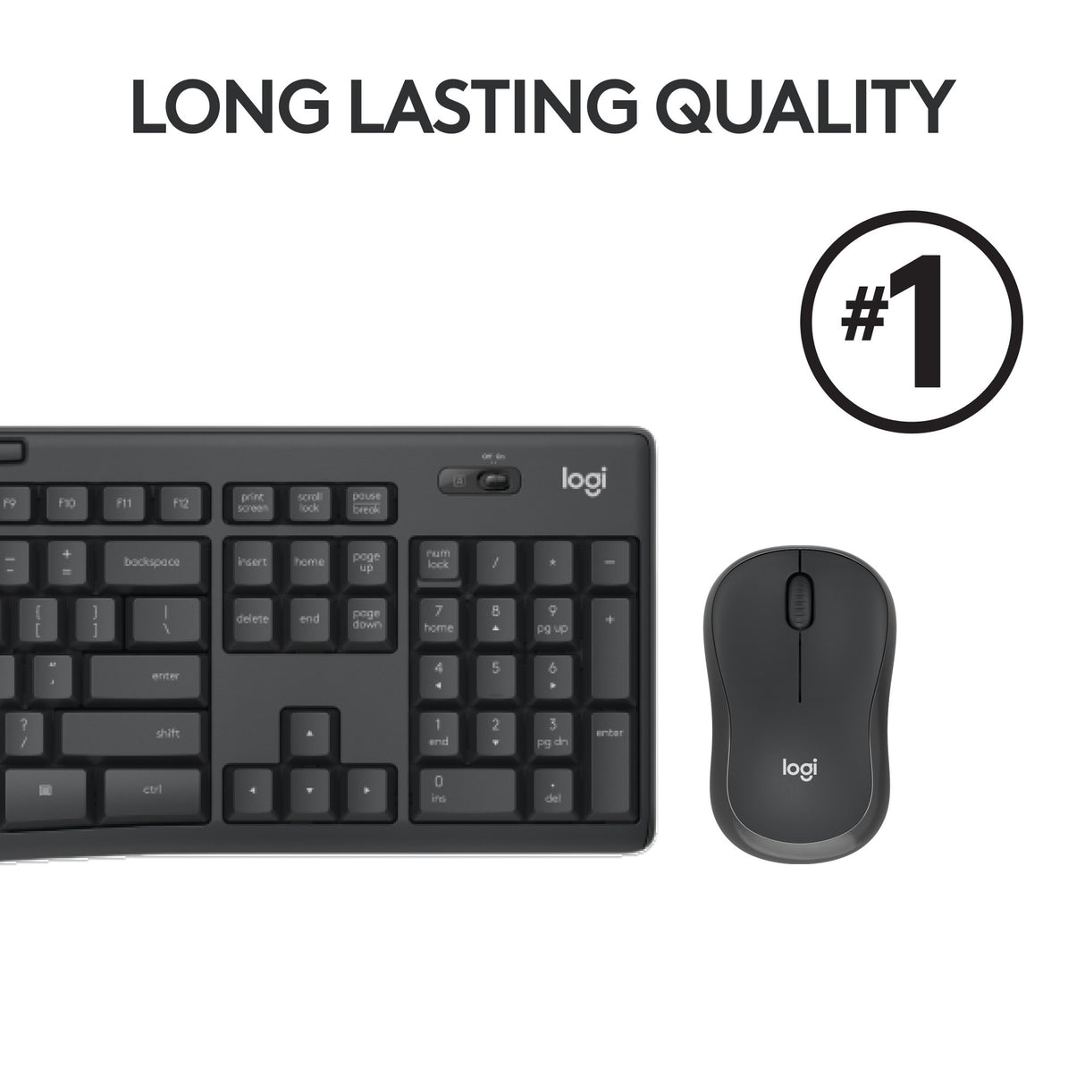 Logitech mk295 silent wireless keyboard and mouse combo desktopset (zwart, us-international lay-out (qwerty), 100%)