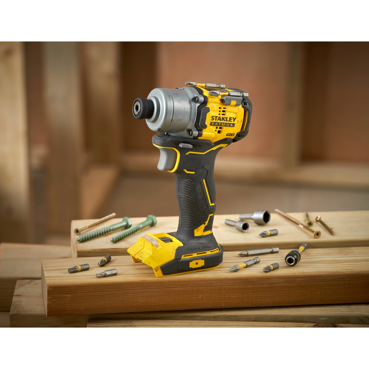Stanley fatmax v20 18v borstelloze slagschroevendraaier (geel zwart, accu en oplader niet inbegrepen)