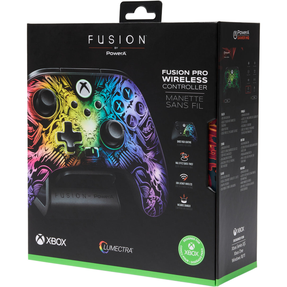 Powera fusion pro draadloze controller voor xbox series x|s met lumectra (zwart, rgb, xbox series x|s, xbox one, pc)