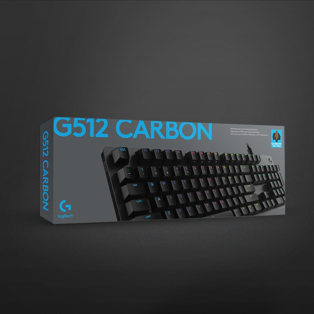 Logitech g512 carbon lightsync rgb mechanical gaming keyboard (zwart, us-international lay-out (qwerty), gx brown, 100%, rgb leds)