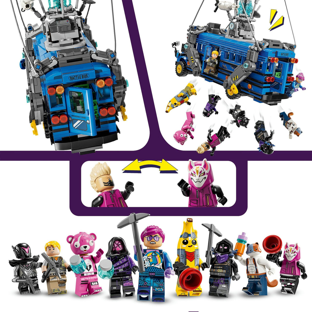 Lego fortnite battle bus uit de videogame - 77073