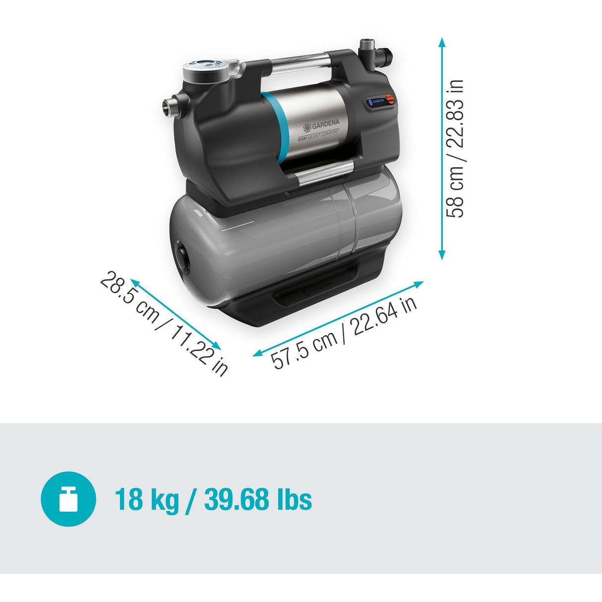 Gardena hydrofoorpomp 6300 silentcomfort (grijs roestvrij staal, bluetooth)