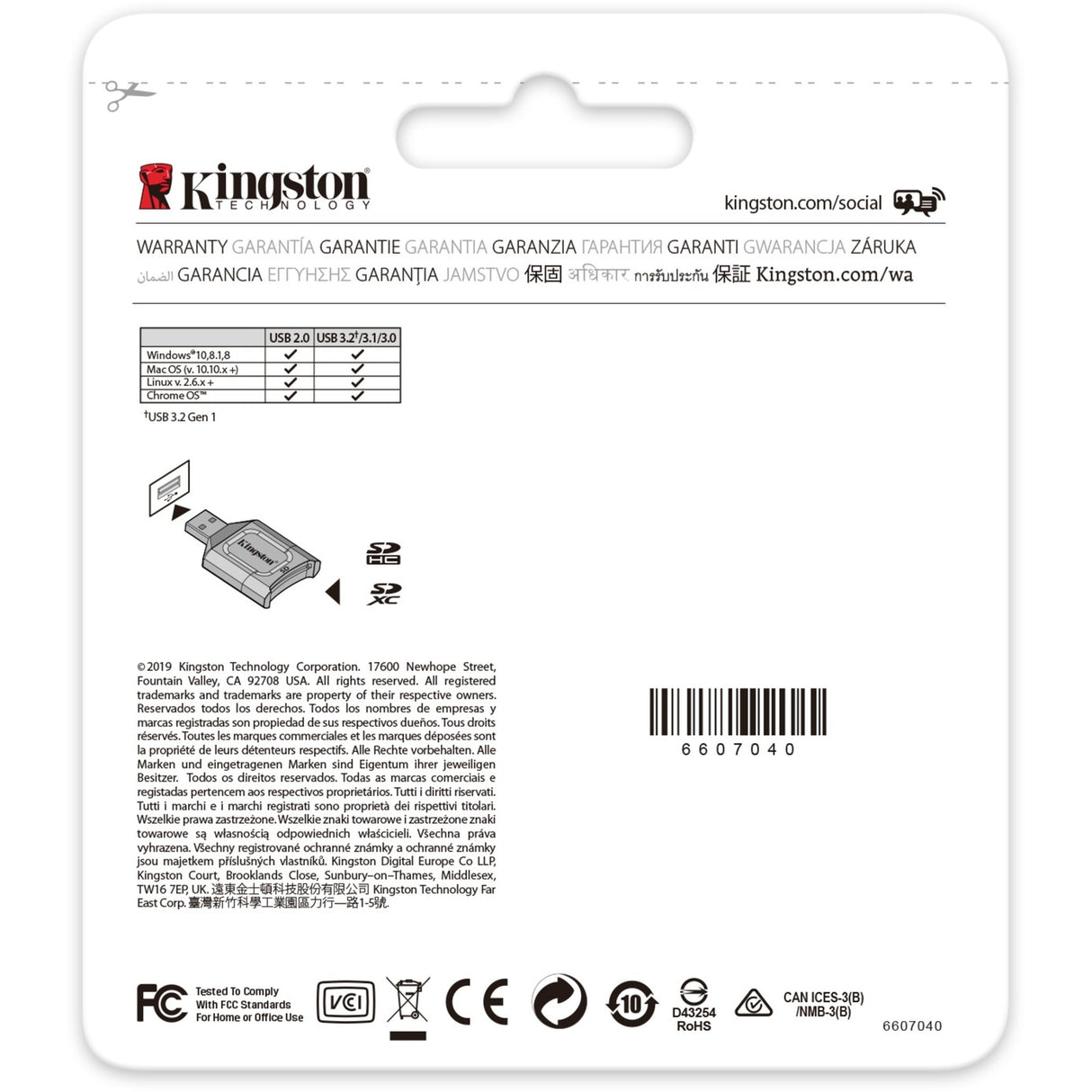 Kingston mobilelite plus sd reader kaartlezer (zwart, usb 3.2 gen 1)