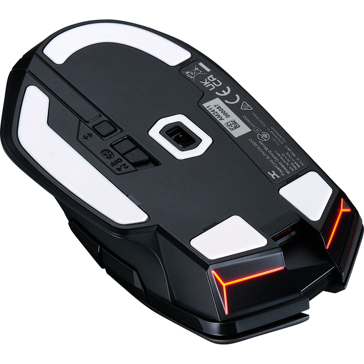 Powercolor alphyn am10 wireless gaming mouse (zwart rood, 100 - 26000 dpi, 8k, rgb, usb 2.4g bluetooth 5.2)