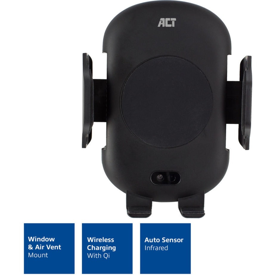 Act connectivity automatische smartphone autohouder met draadloze snellaadfunctie (zwart)