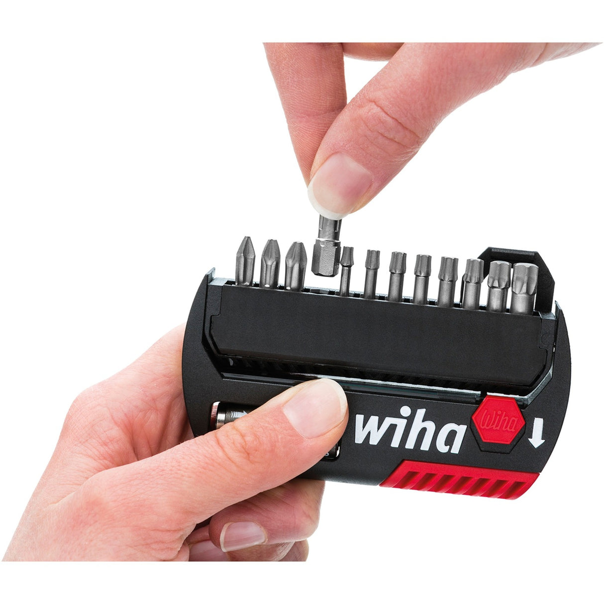 Wiha bitset flipselector standard 25 mm (zwart rood, phillips, pozidriv, torx® 13-delig 1 4 c6,3 met riemclip)