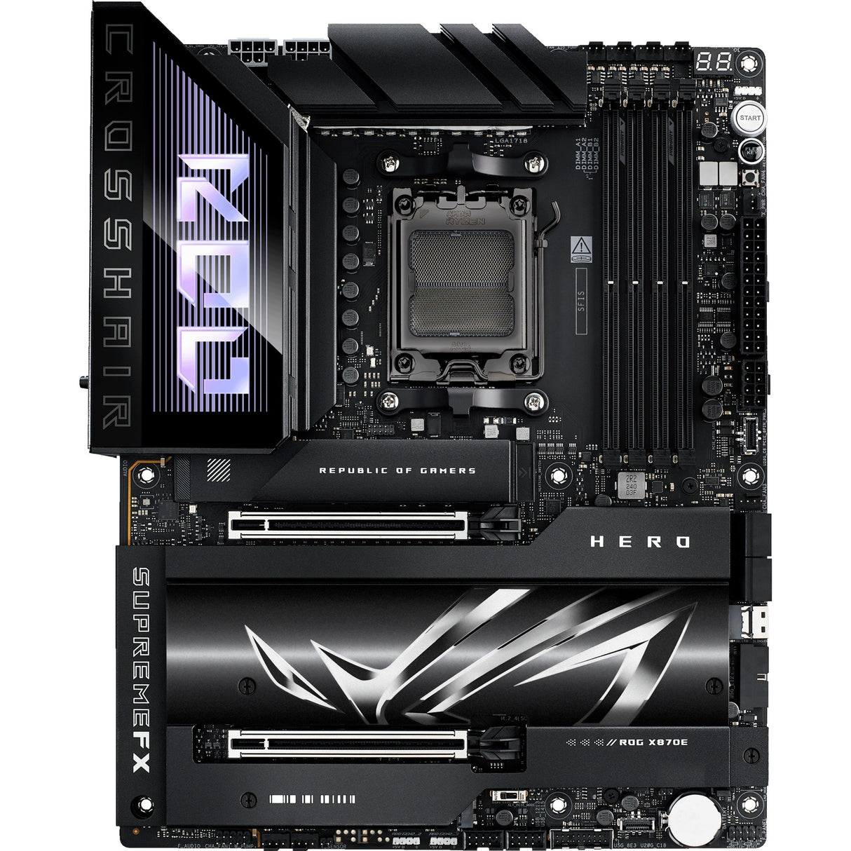 Asus rog crosshair x870e hero socket am5 moederbord (raid, 5gb-lan, 2,5gb-lan, wi-fi 7, bt, sound, atx)