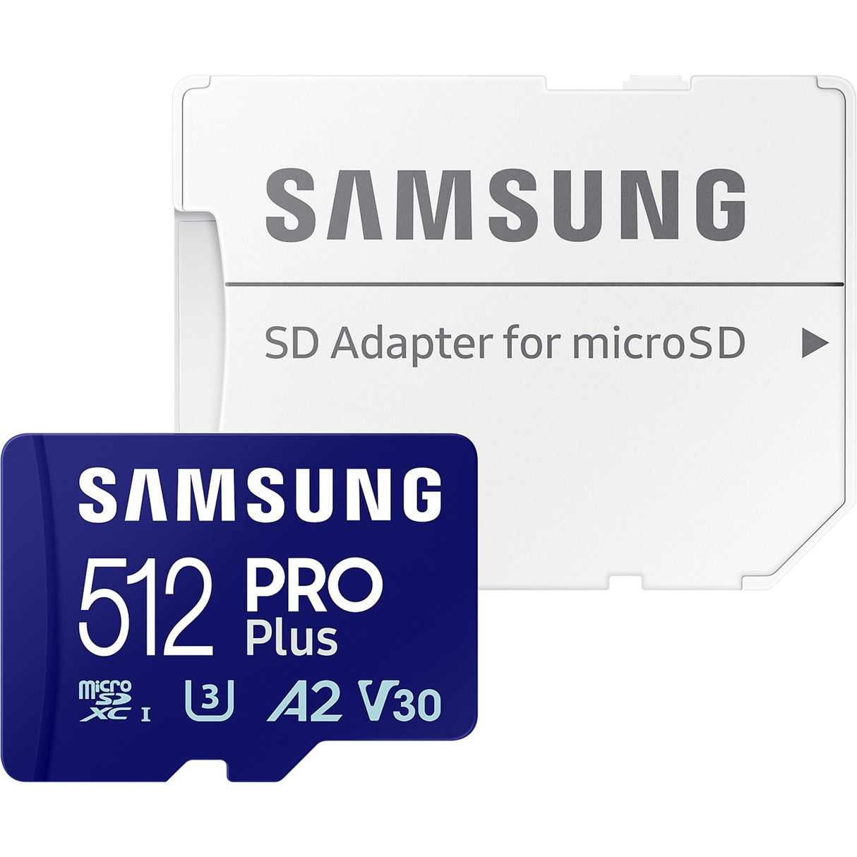 Samsung pro plus 512 gb microsdxc (2023) geheugenkaart (blauw, uhs-i u3, class 10, v30, a2)