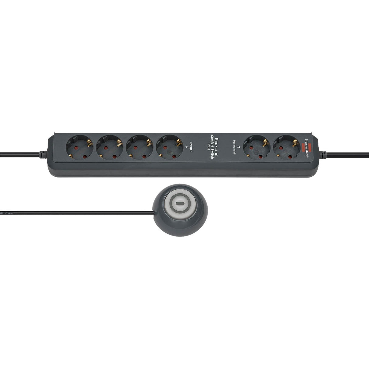Brennenstuhl eco-line stekkerdoos comfort switch plus el csp 24 6-voudig antraciet 1,5m h05vv-f 3g1,5 2 permanent, 4 schakelbaar externe voetschakelaar