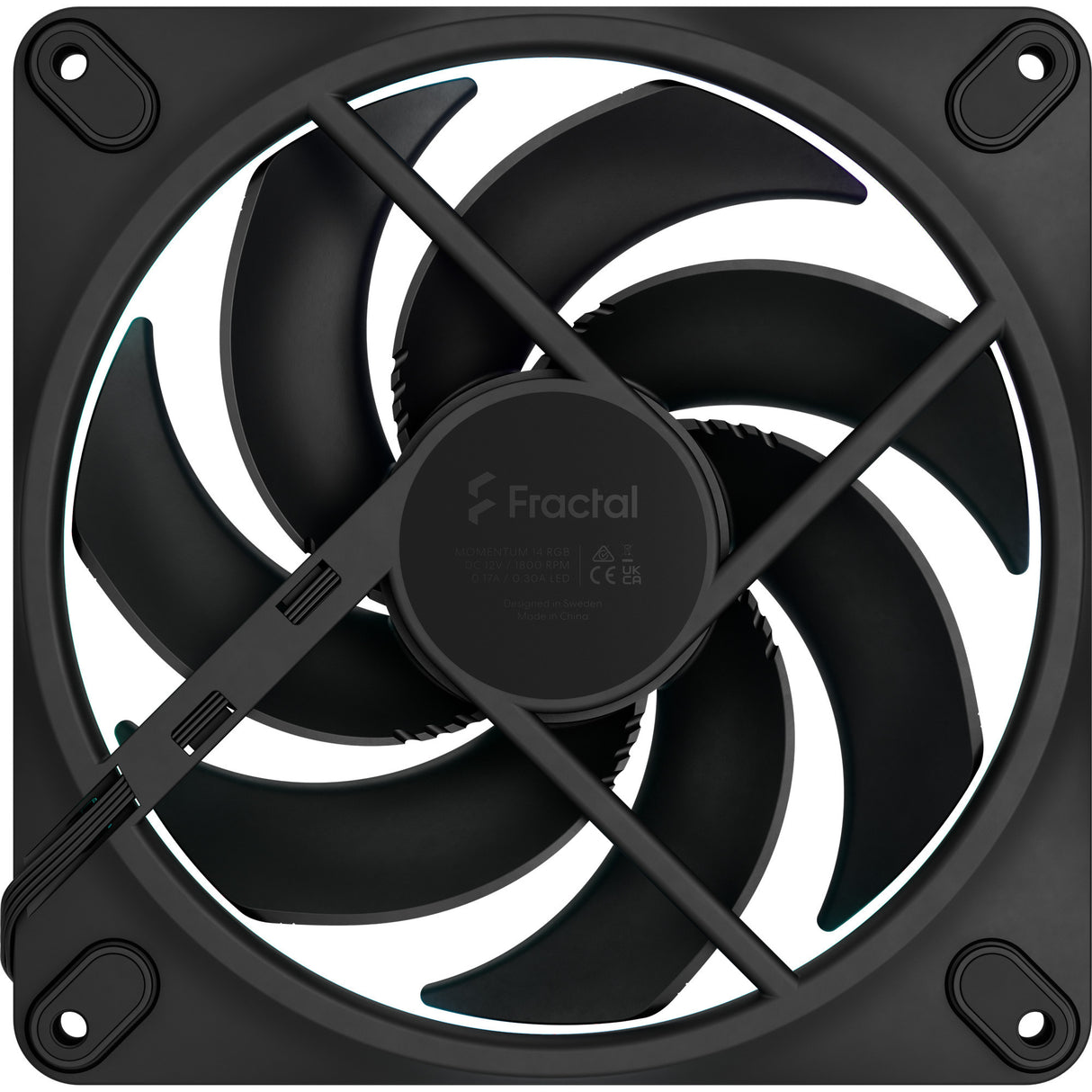 Fractal design momentum 14 rgb case fan (zwart, 140 x 140 x 25 mm, pwm)
