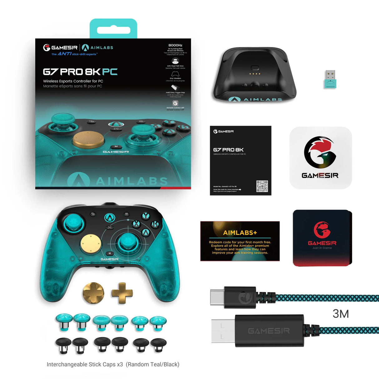 Gamesir g7 pro 8k pc - aimlabs edition gamepad (cyaan zwart)
