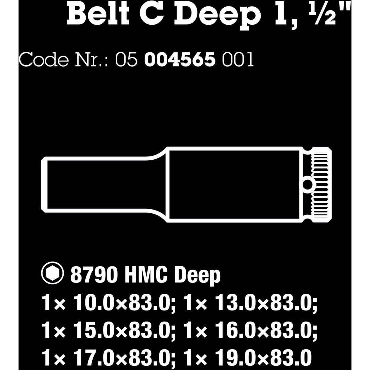Wera belt c deep 1 doppenset, 1 2 dopsleutel (zwart, 6-delig)