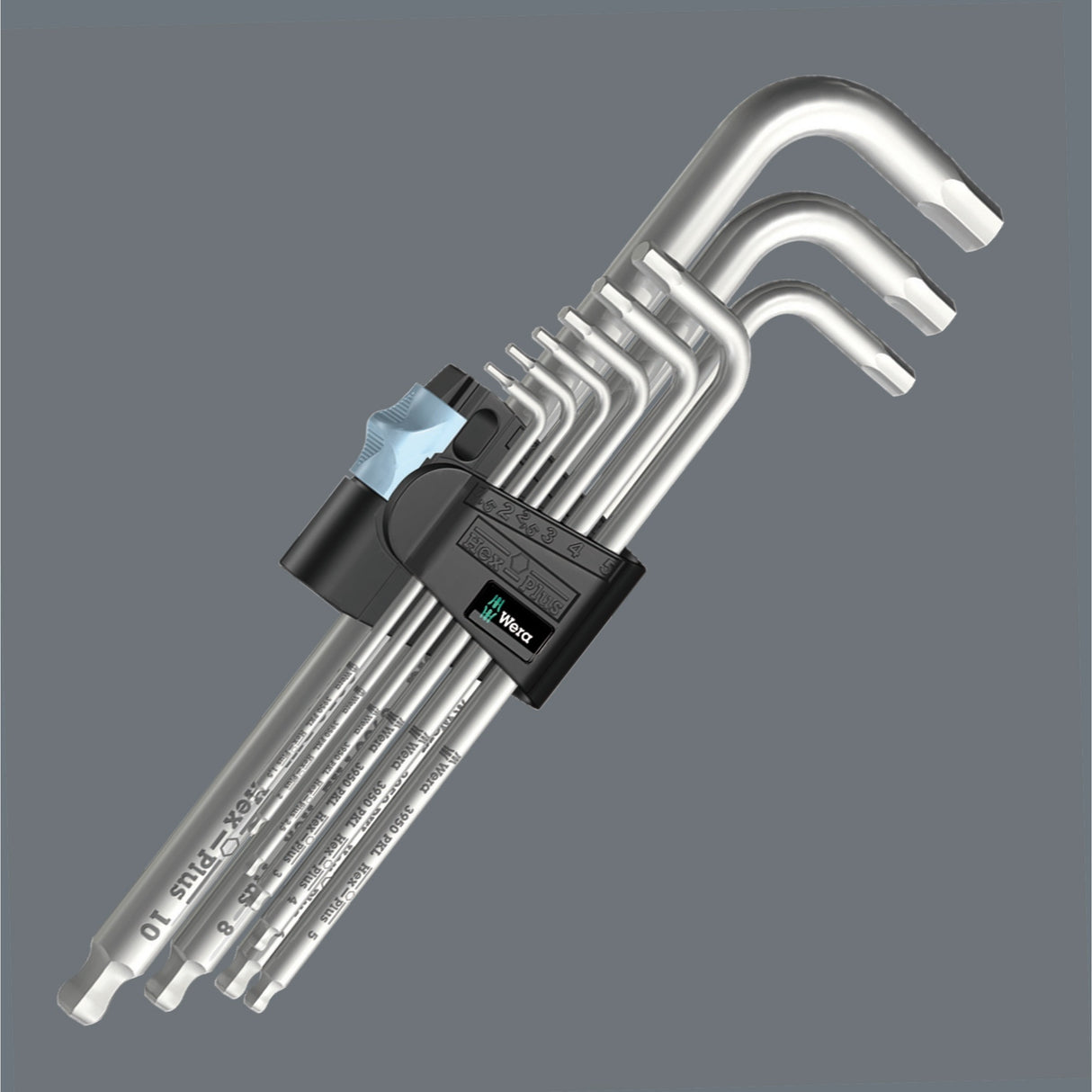 Wera inbussleutelset 3950 9 hex-plus stainless 1 (roestvrij staal, 9-delig, 1.5mm tot 10mm)