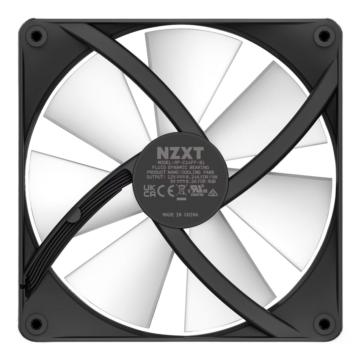 Nzxt f140 rgb core case fan (zwart, 140 x 140 x 26 mm, pwm, zonder controller)