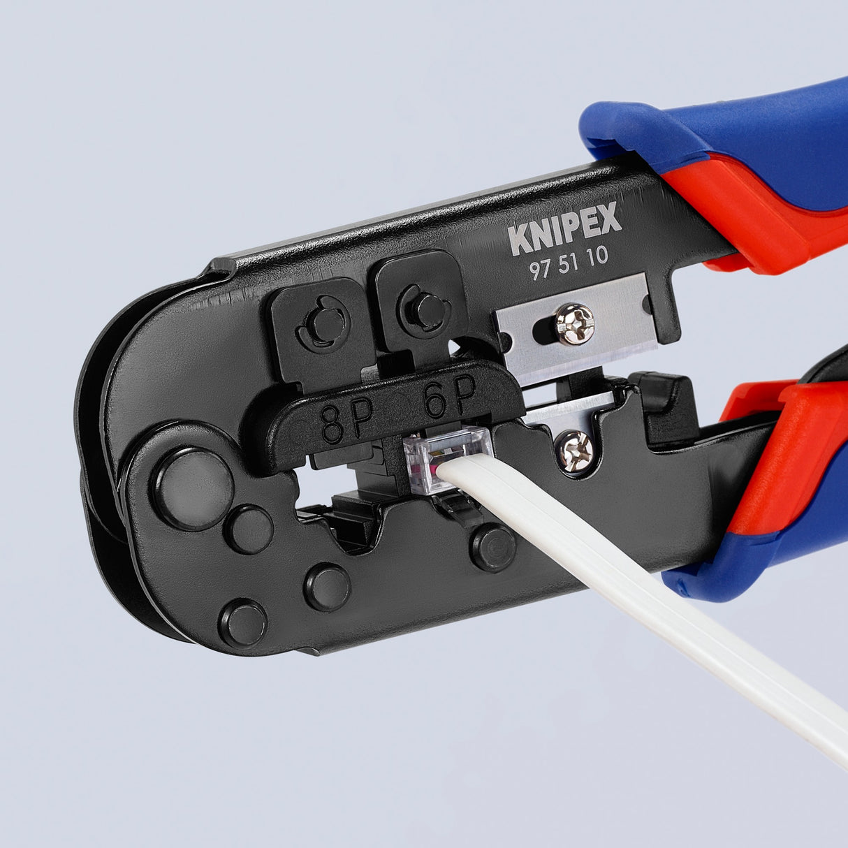 Knipex krimptang 97 51 10 sb (blauw rood, rj-11 12 en rj-45 stekker)