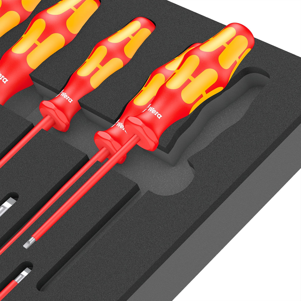 Wera 9711 schuimrubberen inzetstuk met vde schroevendraaiers set 1, 16‑delig (zwart grijs, in schuiminzet voor werkplaatswagen)