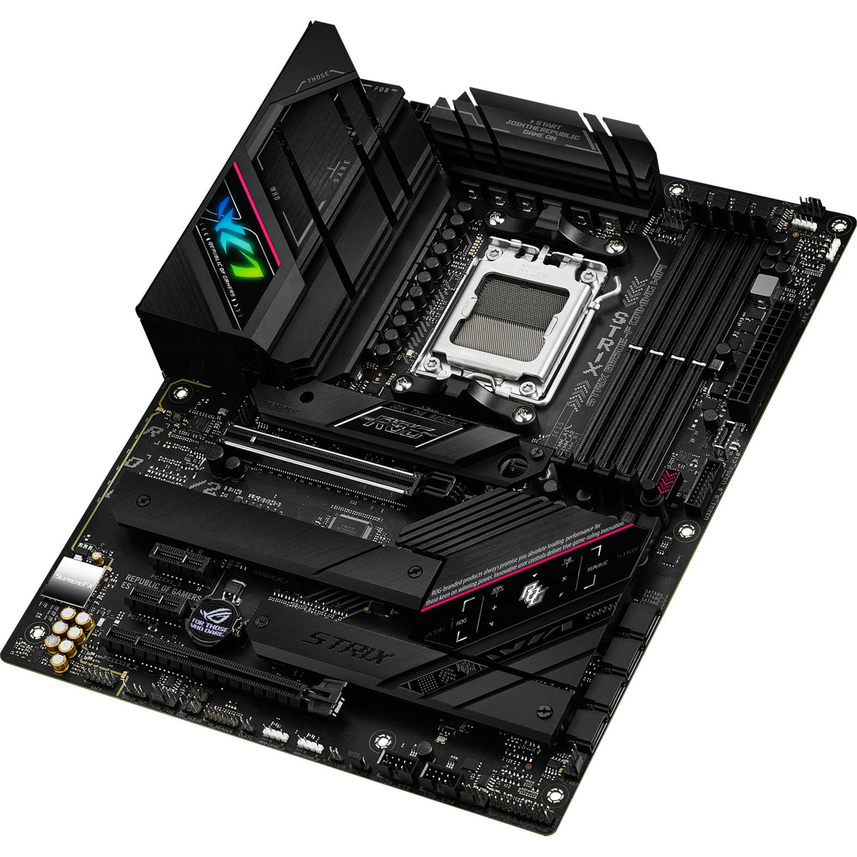 Asus rog strix b650e-f gaming wifi socket am5 moederbord (zwart, raid, 2.5 gb-lan, wi-fi 6e, bt 5.2, sound, atx)