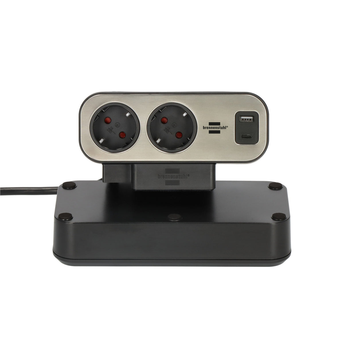 Brennenstuhl ®estilo duplex stekkerdoos met schakelaar en usb-c (stekkerblok met usb c power delivery voor snel opladen, 1x usb c en 1x usb a, 10x contactdozen, 2m kabel)