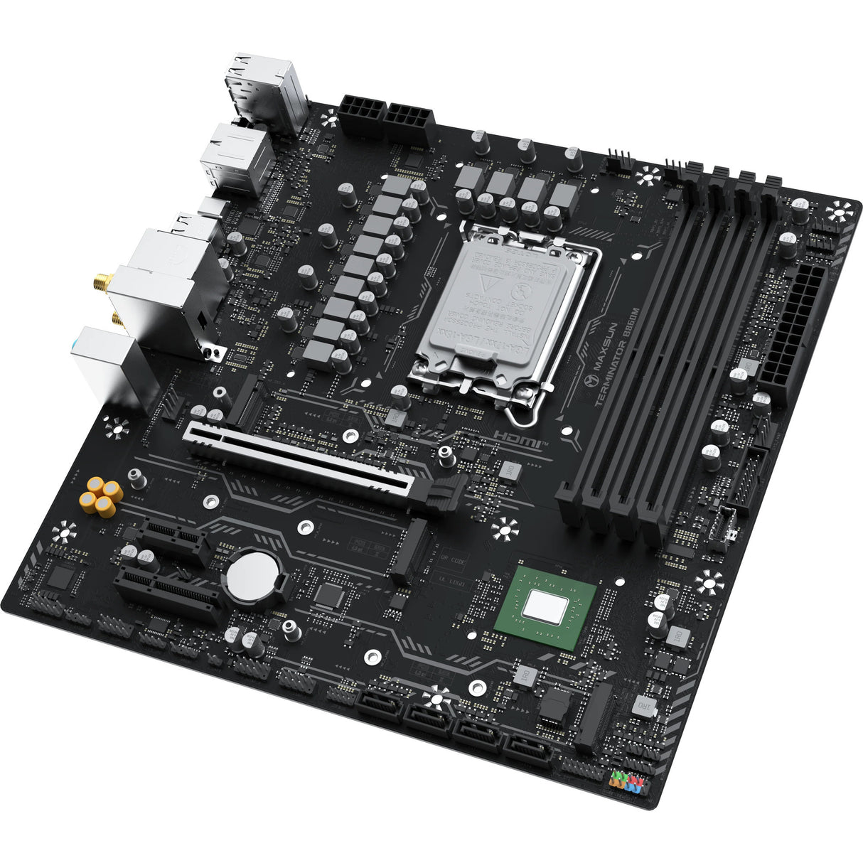Maxsun ms-terminator b860m wifi socket 1851 moederbord (zwart, raid, 2.5 gb-lan, wlan, bt, sound, µatx)