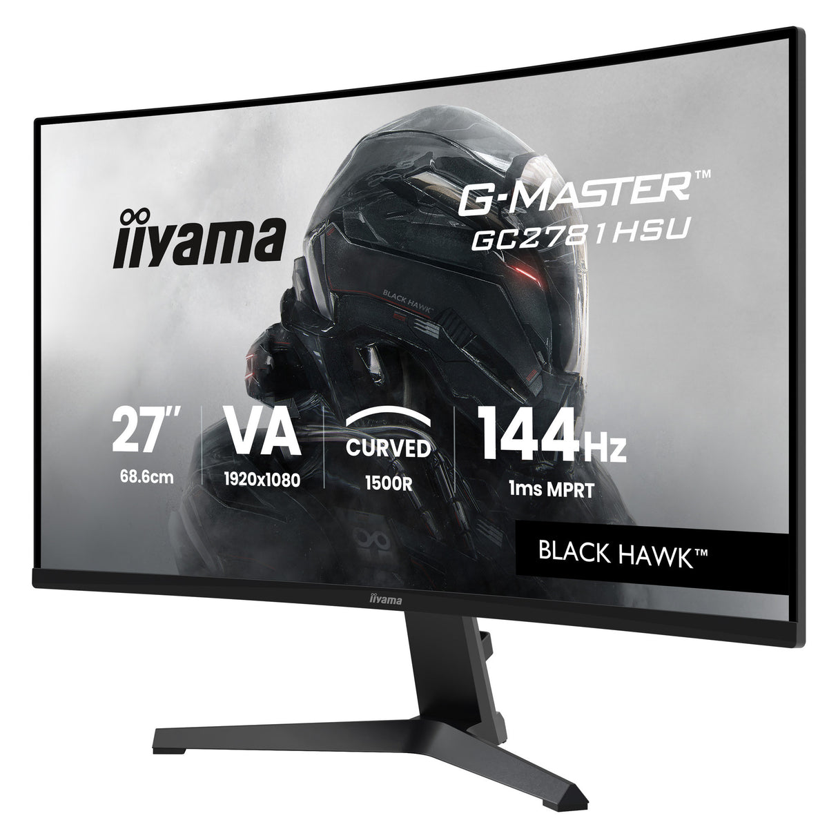 Iiyama g-master black hawk g2471hs-b1 27 curved gaming monitor (zwart, hdmi, displayport, 2x usb, 144 hz)