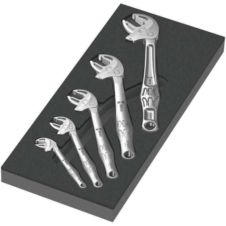 Wera zelfaanpassende steeksleutel 6004 joker set 1 gereedschapsset (zwart grijs, zelfinstellende steeksleutelset, in schuimrubberen inzet voor werkplaatswagen)