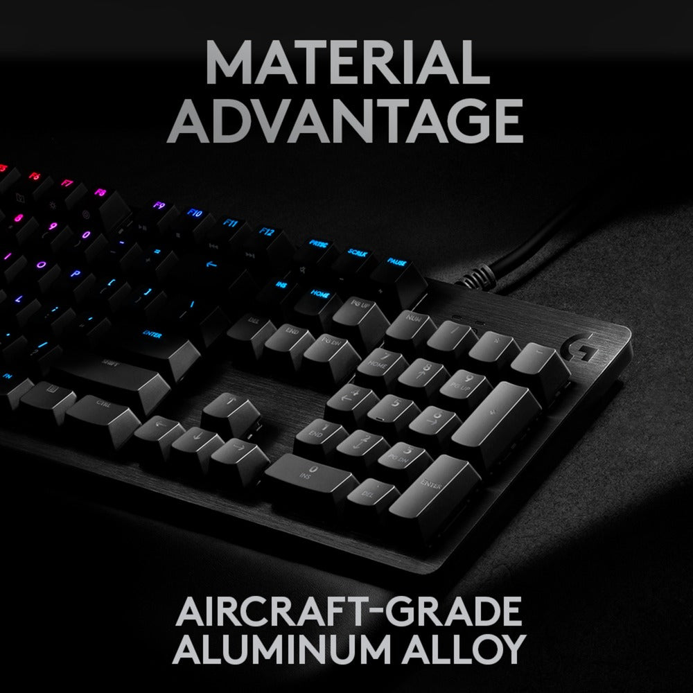 Logitech g512 carbon lightsync rgb mechanical gaming keyboard (zwart, us-international lay-out (qwerty), gx brown, 100%, rgb leds)