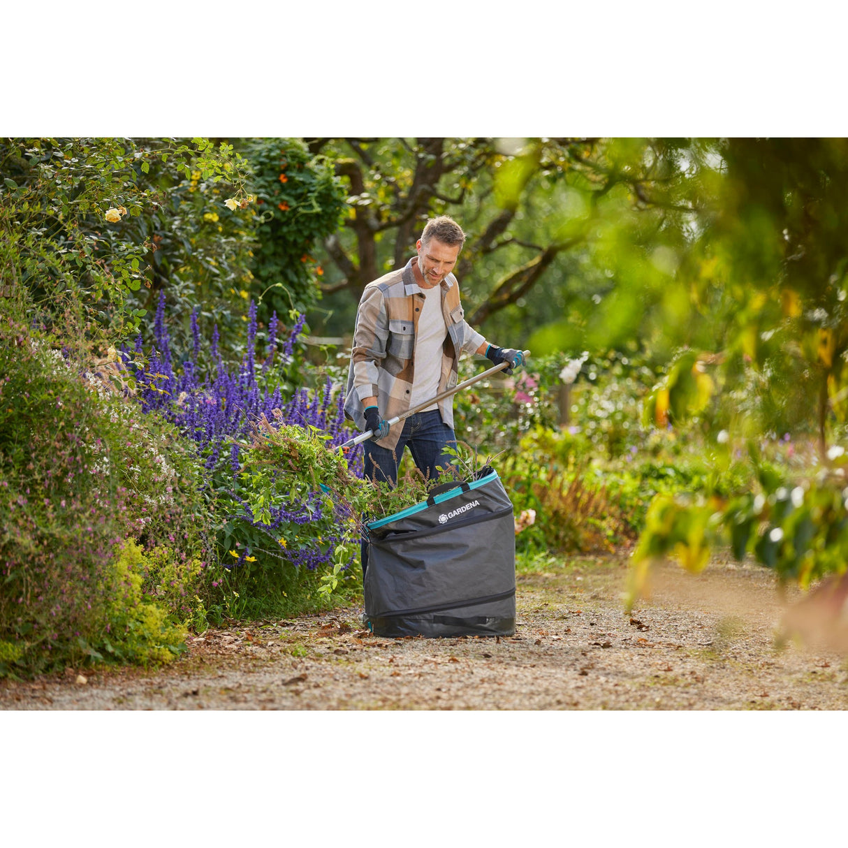 Gardena tuinafvalzak pop-up rechthoekig, maat l (zwart turquoise, tot 220 liter)