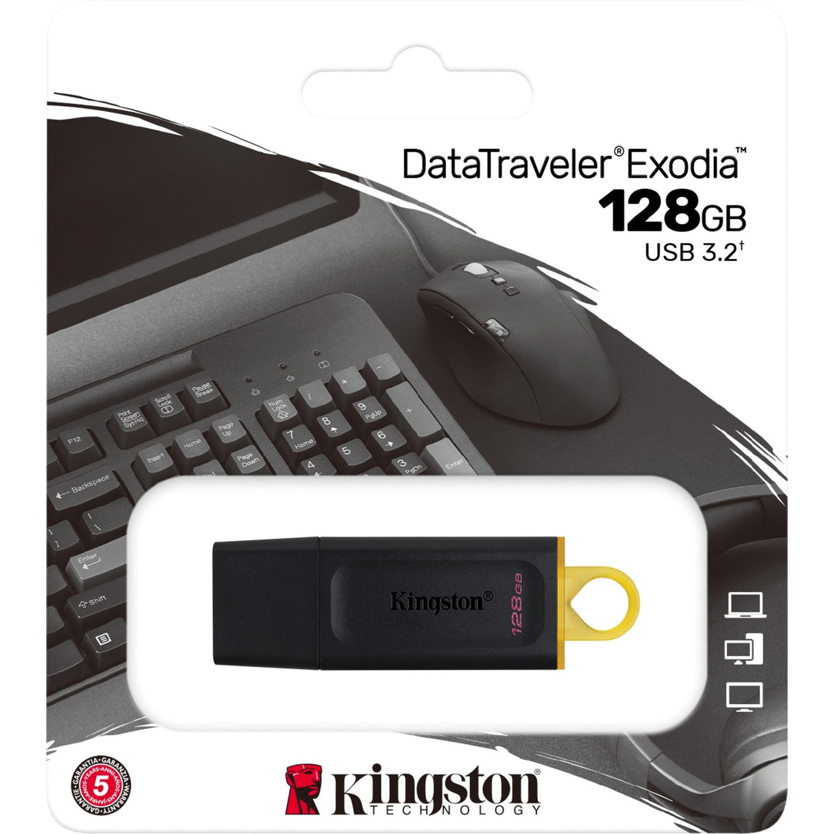 Kingston datatraveler exodia 128 gb usb-stick (zwart geel, dtx 128gb)