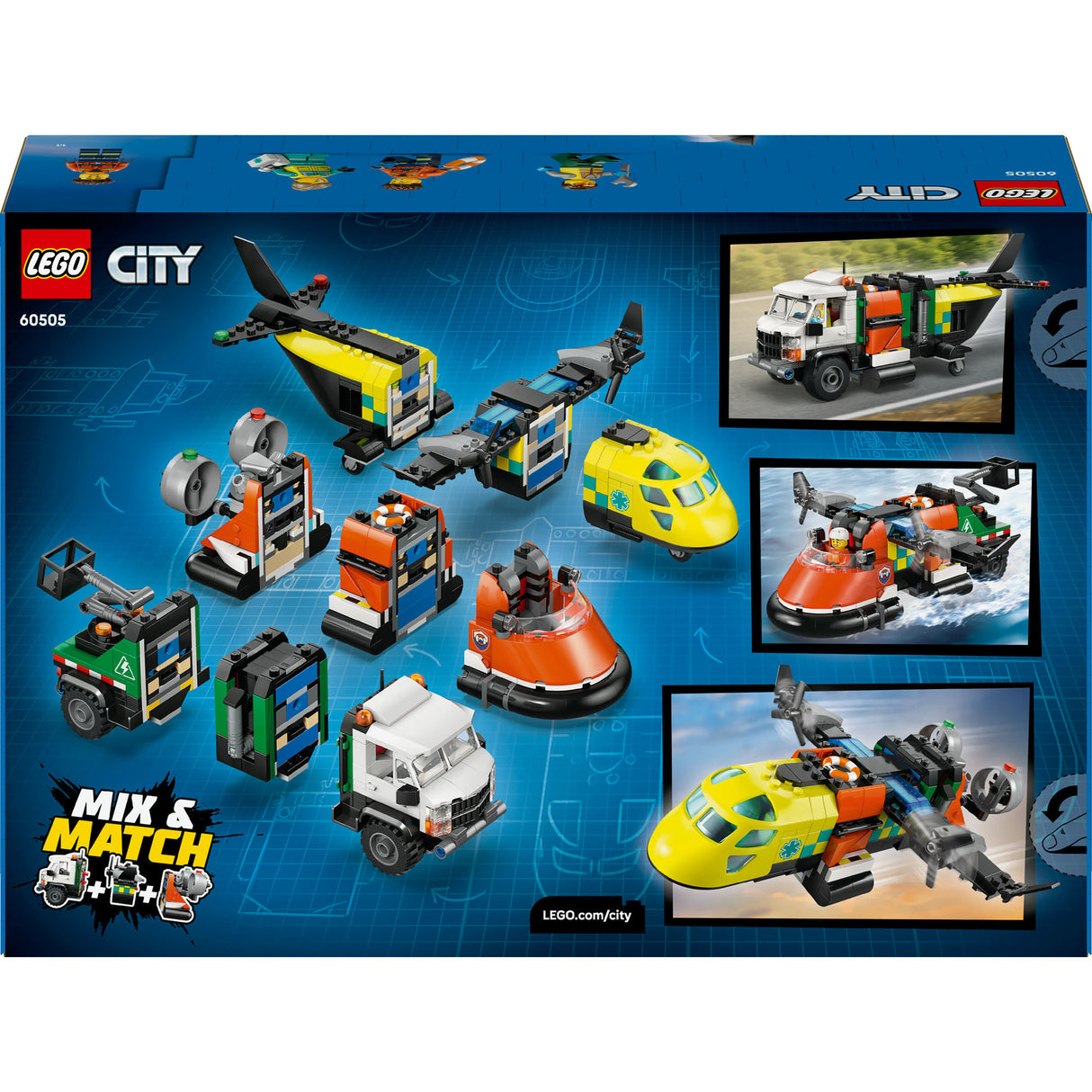 Lego city 60505 vliegtuig, servicewagen en hovercraft remix