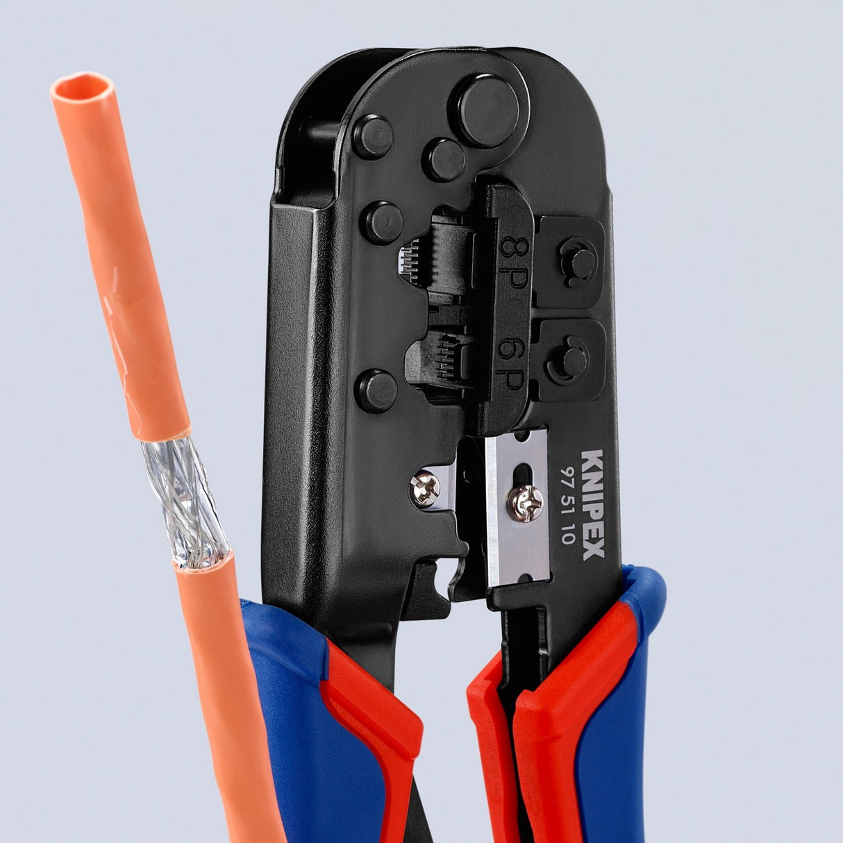 Knipex krimptang 97 51 10 sb (blauw rood, rj-11 12 en rj-45 stekker)
