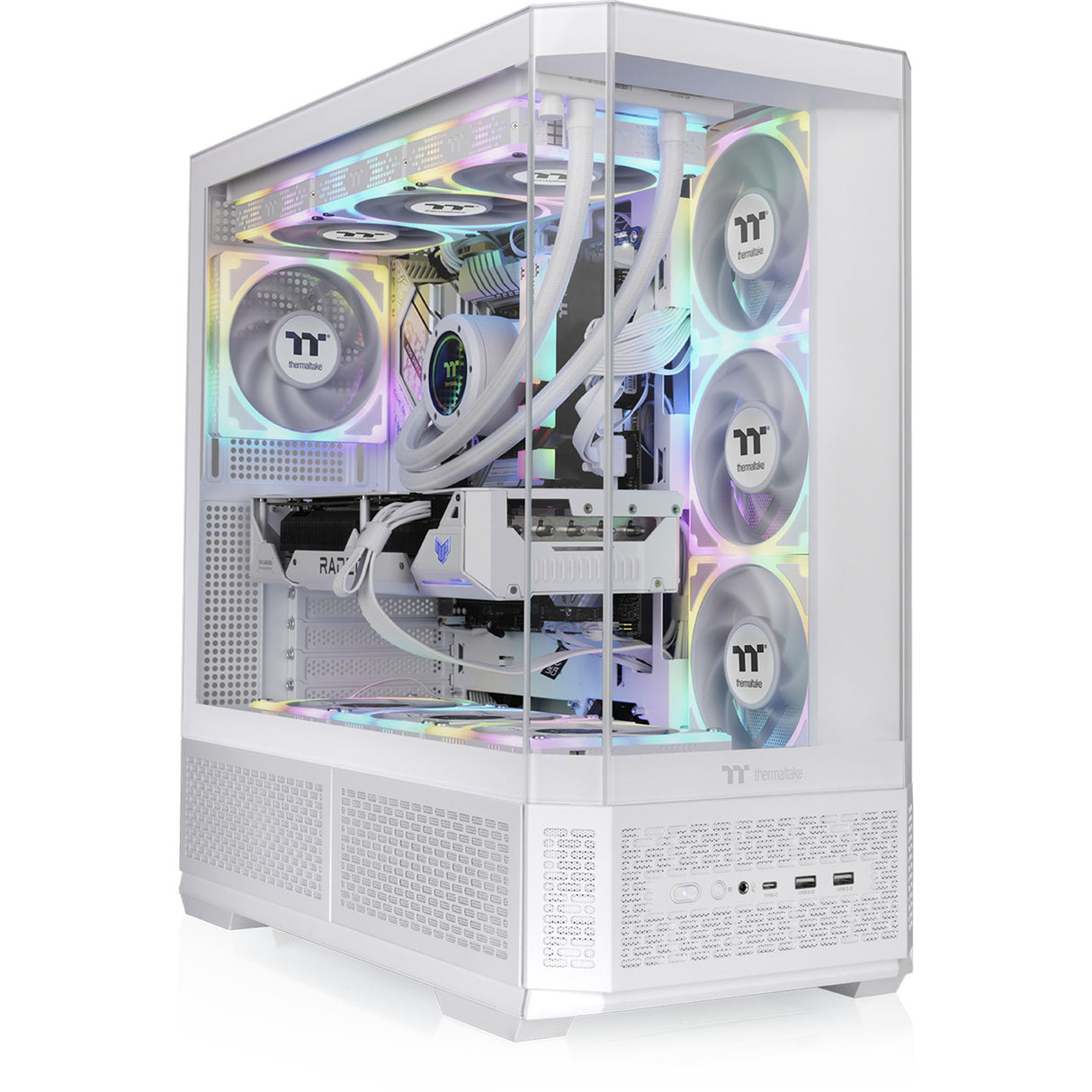 Thermaltake view 370 tg argb snow midi tower behuizing (wit | 2x usb-a | 1x usb-c | rgb | tempered glass)