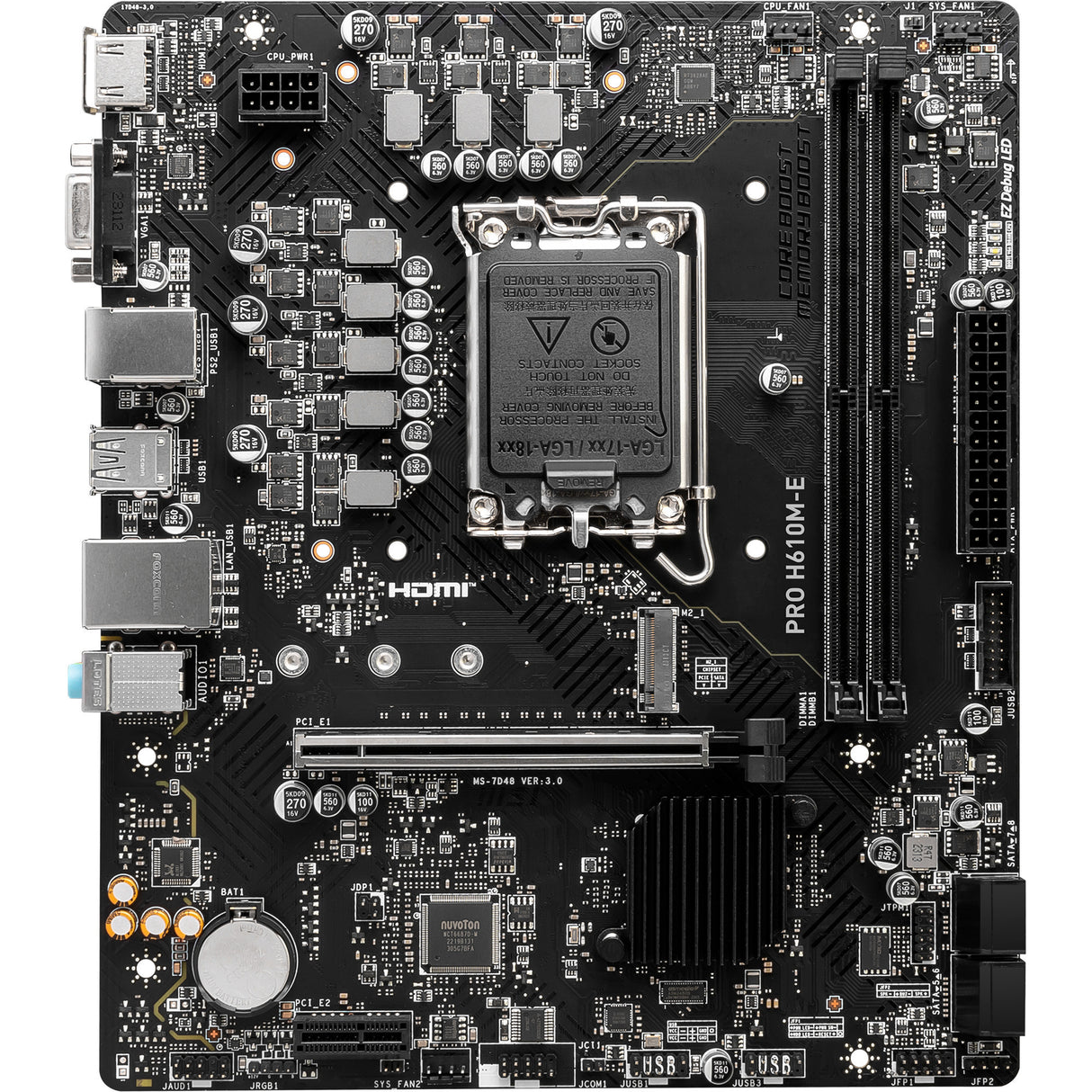Msi pro h610m-e socket 1700 moederbord (gb-lan, sound, µatx)