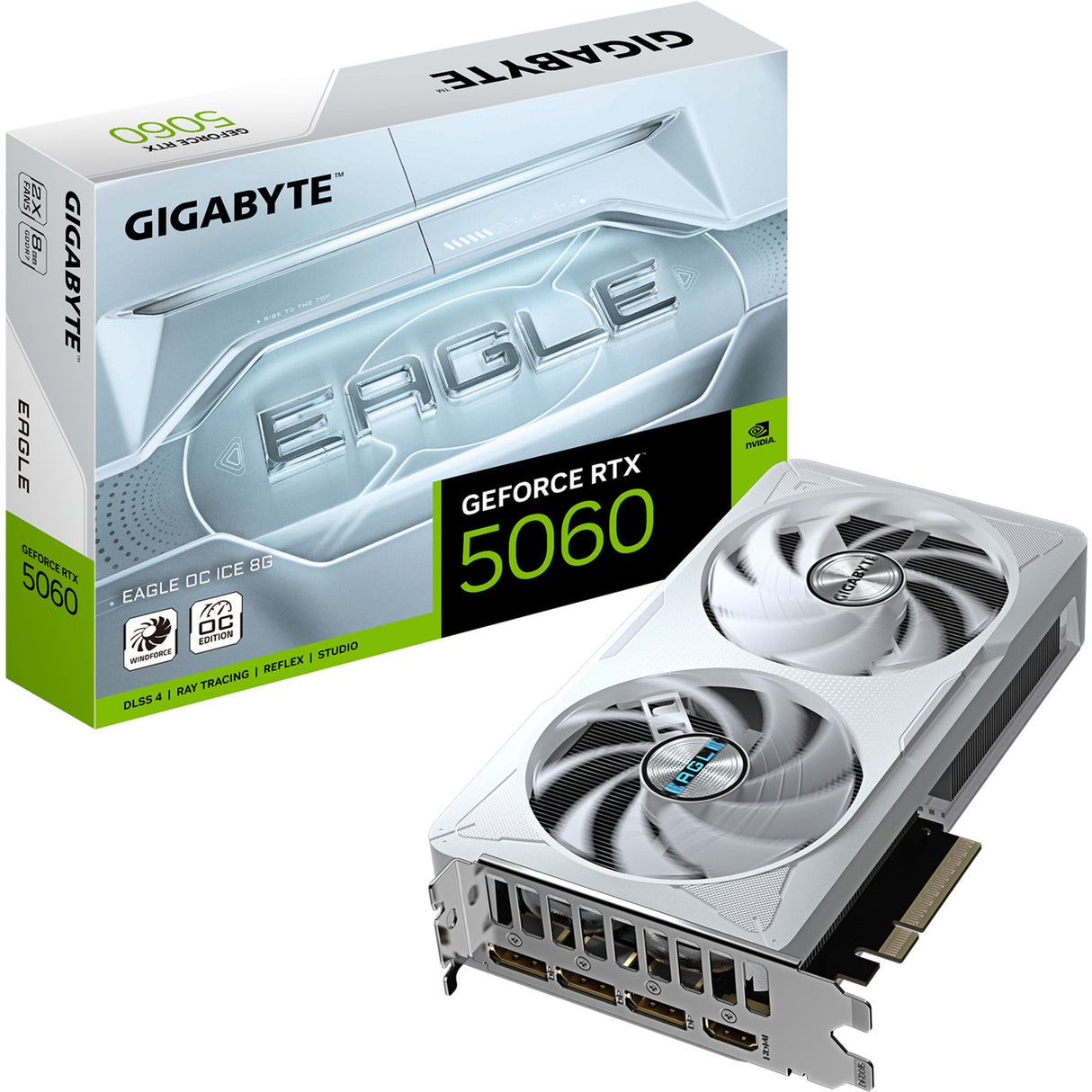 Gigabyte geforce rtx 5060 eagle oc ice 8g grafische kaart (3x displayport, 1x hdmi, dlss 4)