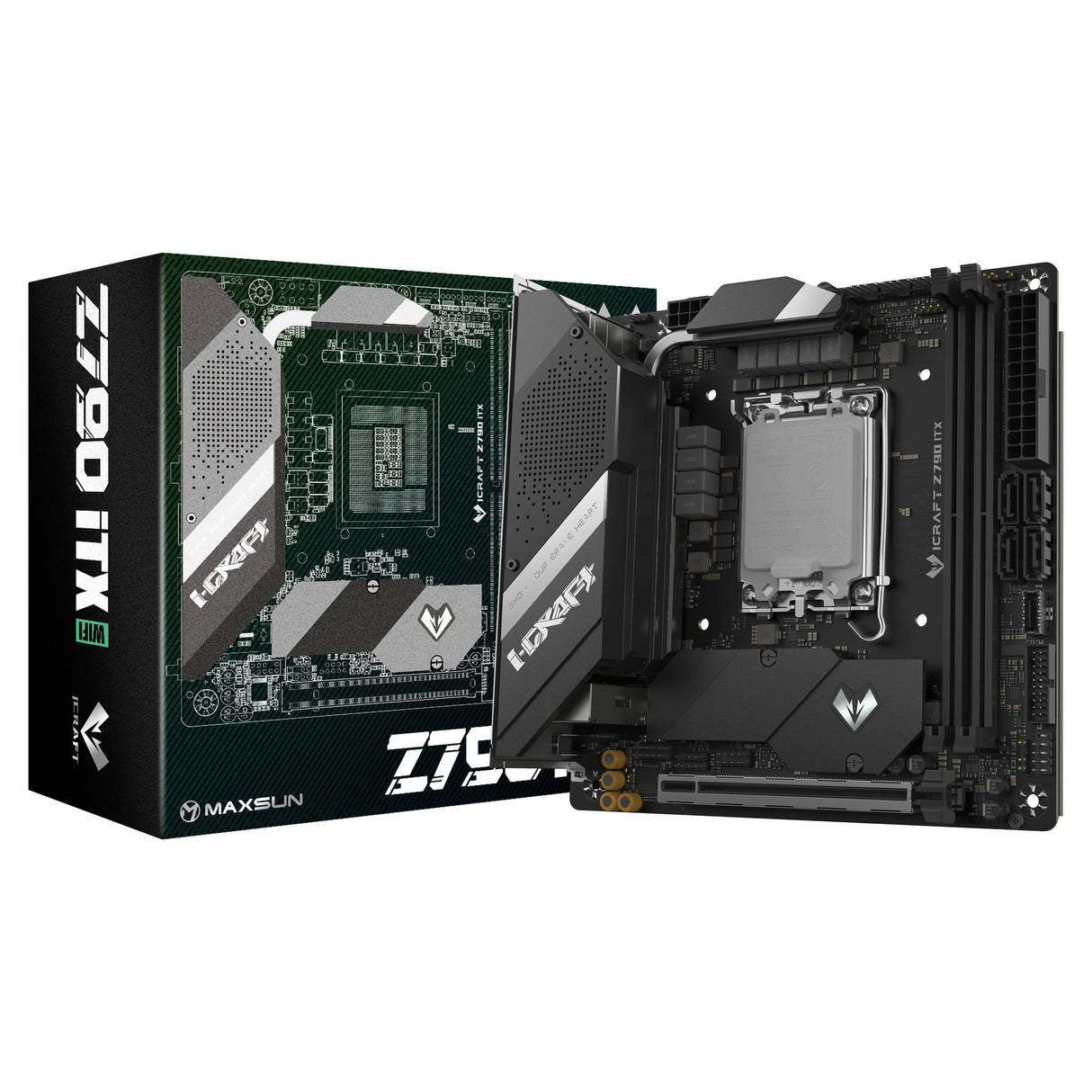Maxsun ms-icraft z790 itx wifi socket 1700 moederbord (zwart, raid, 2.5 gb-lan, wlan, bt, sound, mini-itx)