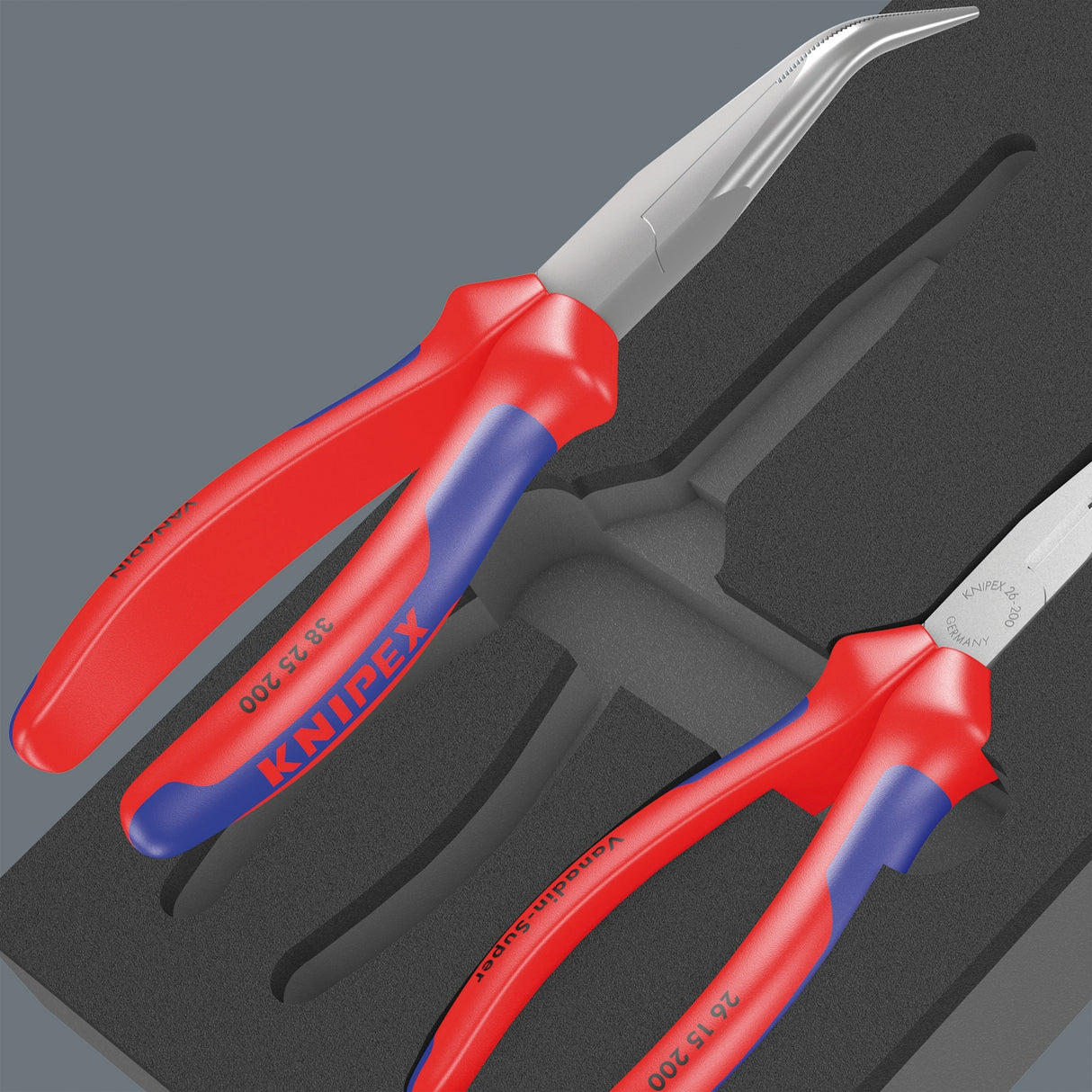 Wera 9781 schuimrubberen inzetstuk met knipex tangen set 2, 3‑delig tangenset (zwart grijs, in schuiminzet voor werkplaatswagen)