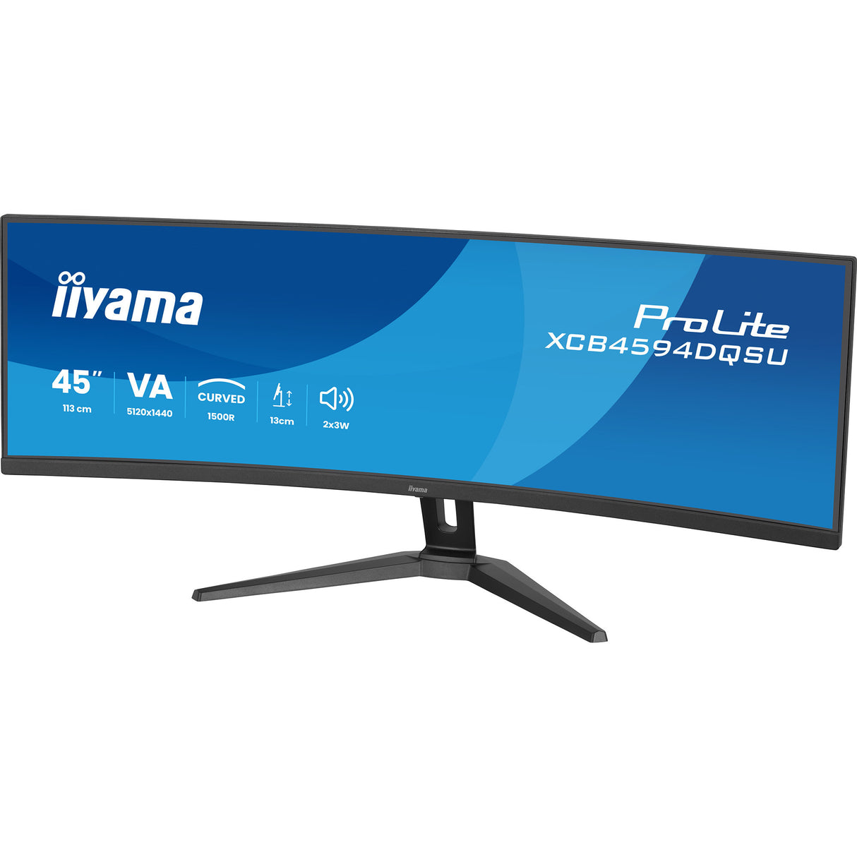Iiyama prolite xcb4594dqsu-b1 44.5 curved ultrawide monitor (zwart (mat), hdmi, displayport, usb, audio)