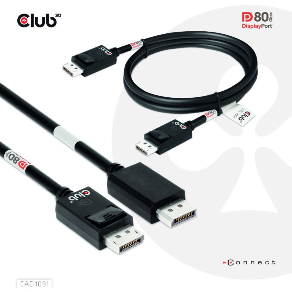 Club 3d gecertificeerde displayport 2.1 kabel (zwart, 1,2 meter, 8k)