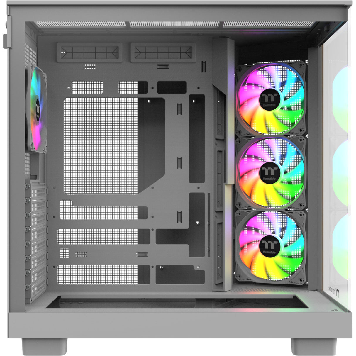 Thermaltake view 380 xl ws argb midi tower behuizing (wit houtkleur | 2x usb-a | 1x usb-c | rgb | tempered glass)