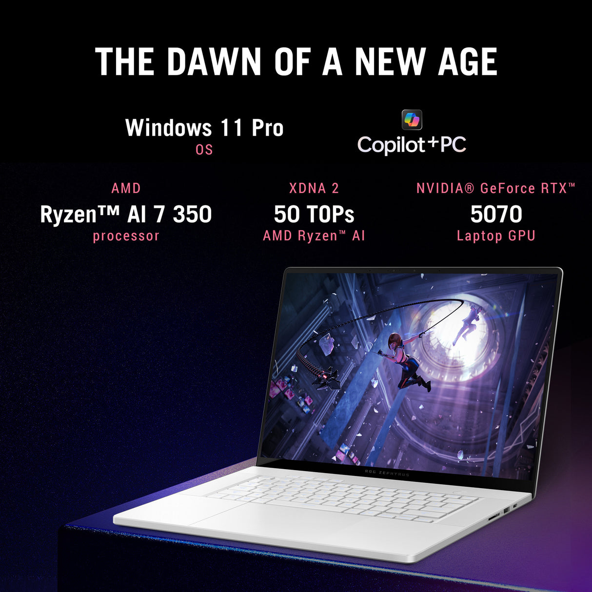 Asus rog zephyrus g16 ga605km-qr009w 16 copilot+ gaming laptop (wit | ryzen ai 7 350 | rtx 5060 | 32 gb | 1 tb ssd | 240 hz)