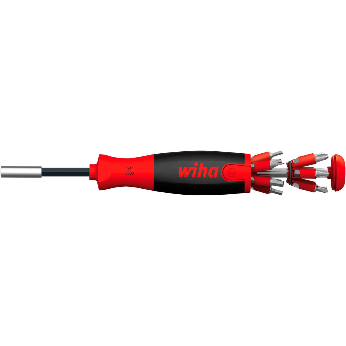 Wiha schroevendraaier met bitmagazijn liftup 25 (zwart rood, incl. 12 bits, 1 4 )