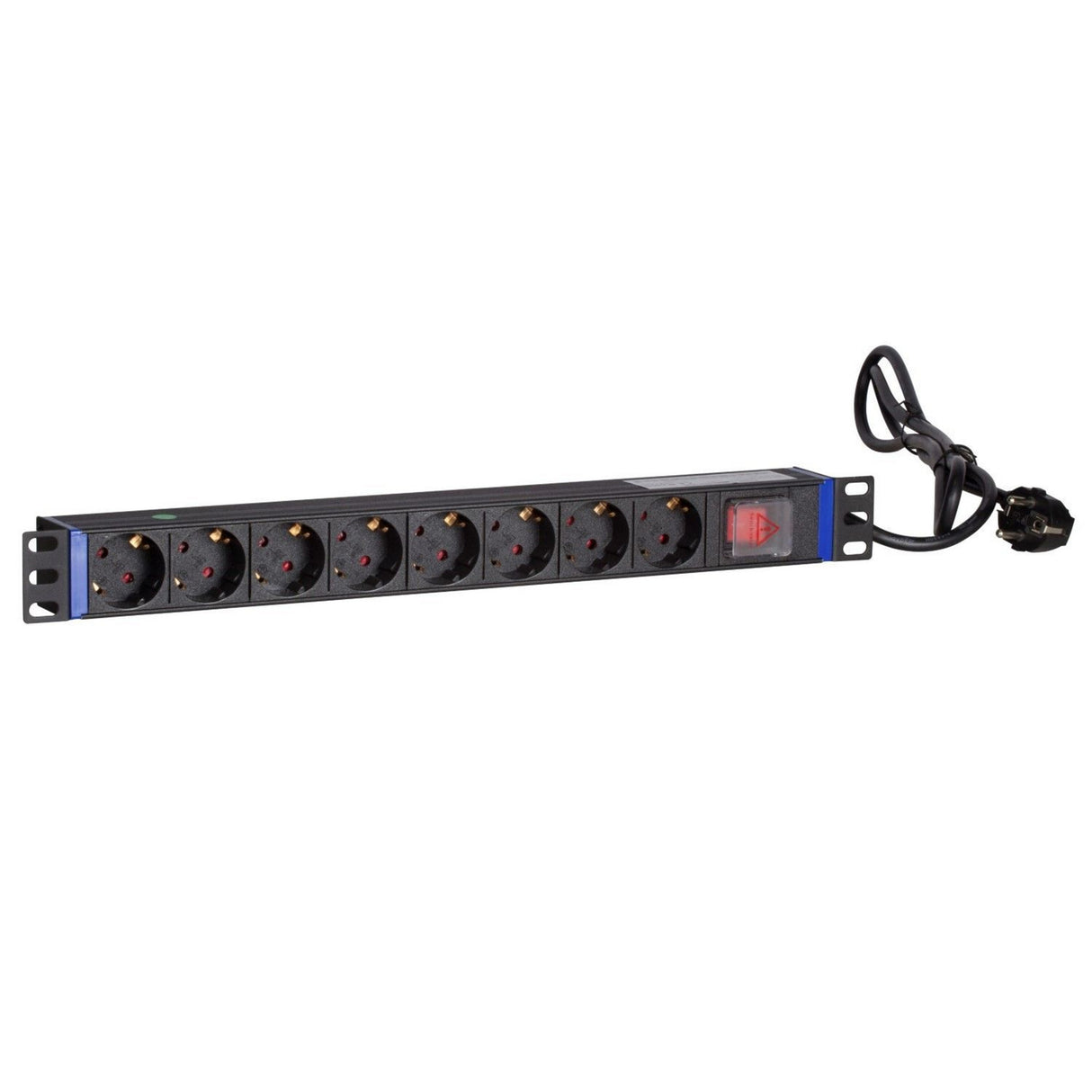 Dsi 19 inch 8 voudige stekkerdoos met schakelaar stekkerdoos (zwart, voor 8 stekkers)