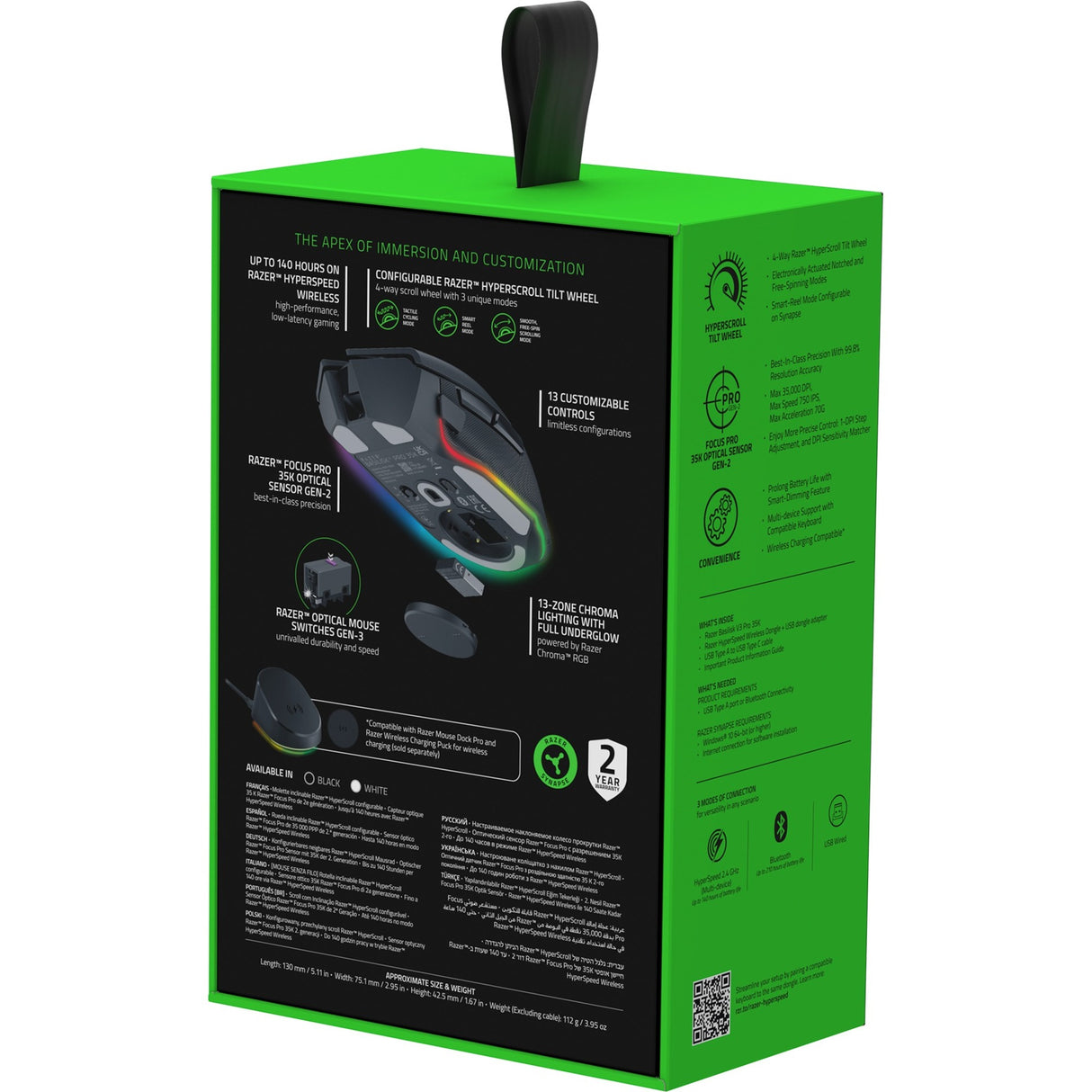Razer basilisk v3 35k gaming muis (zwart, 35000 dpi, chroma rgb)