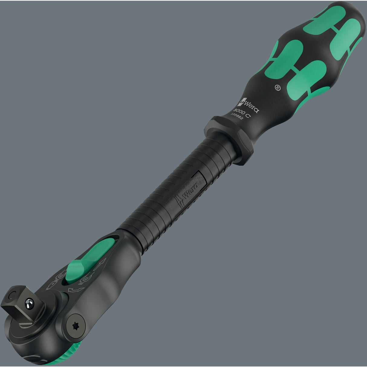 Wera 8000 c black edition zyklop speed ratel met 1 2 aandrijving (zwart groen)