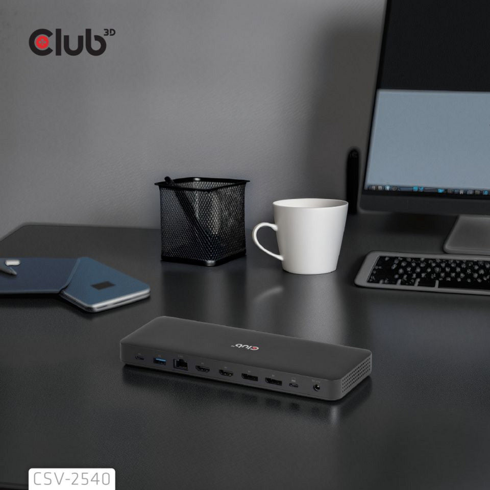 Club 3d 14-1 usb-c quad display dockingstation (zwart)
