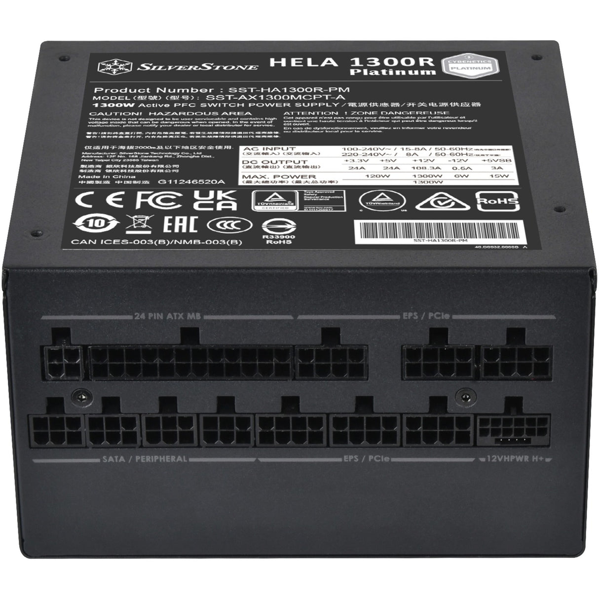 Silverstone hela 1300r platinum, modulaire 1300 watt voeding (zwart, 8x pcie)