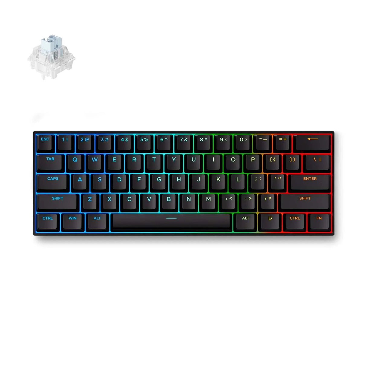 Mchose ace 60 pro hall effect magnetic switch gaming keyboard (zwart, us lay-out, ice blue magnetic, 60%, rgb, hot swap, pbt keycaps, hall effect sensor)