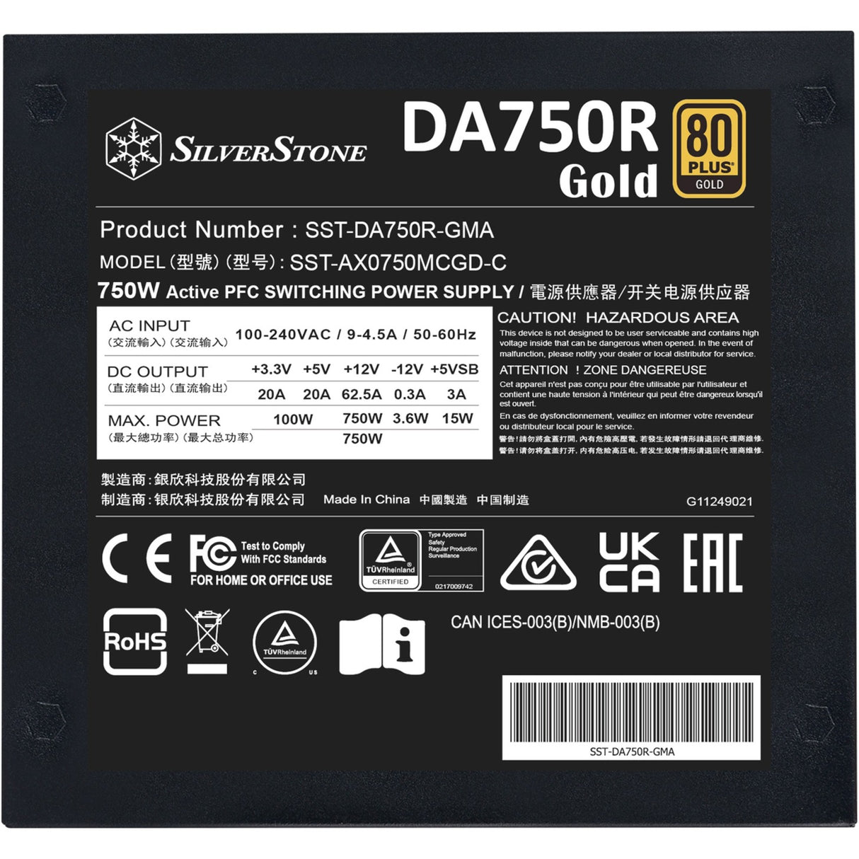 Silverstone da750r gold modulaire 750 watt voeding (zwart, 4x pcie)