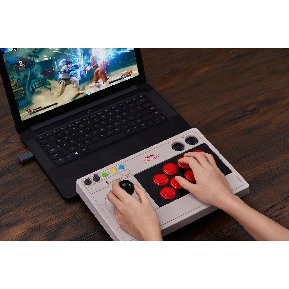 8bitdo arcade stick gamepad (grijs)
